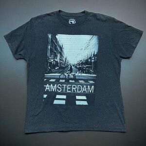 Ocean Current Amsterdam Travel Casual Dark Grey T-Shirt Men's Size Large